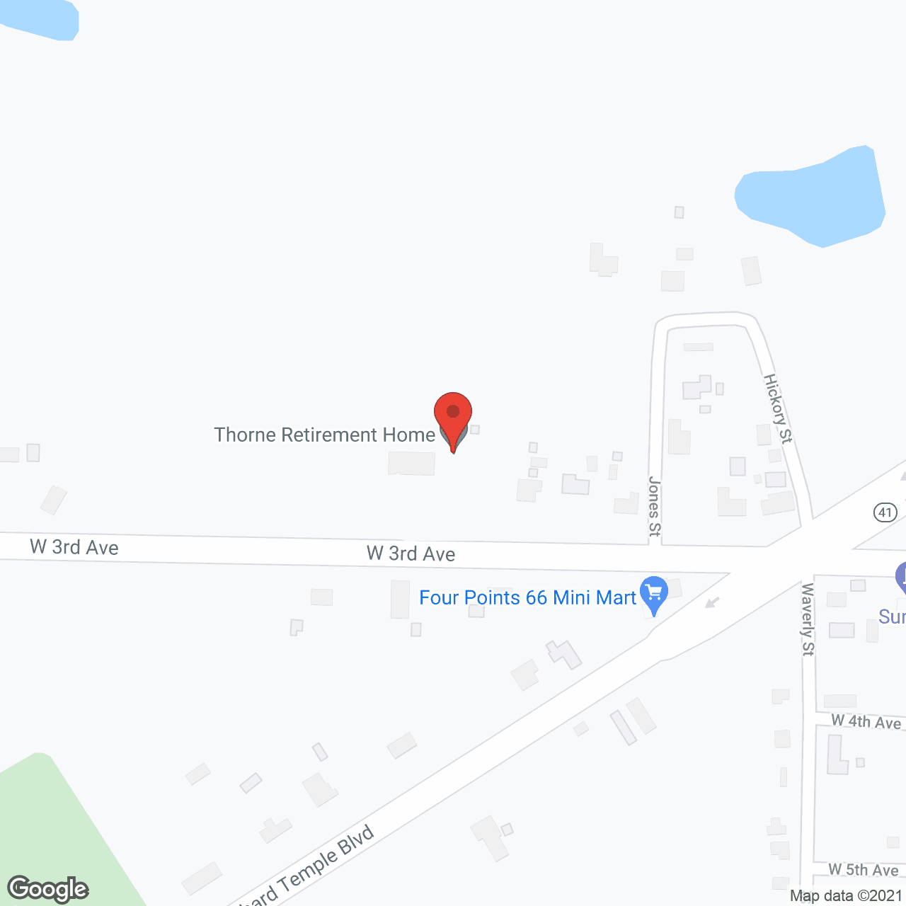 Map of the neighborhood around Thorne Retirement Home
