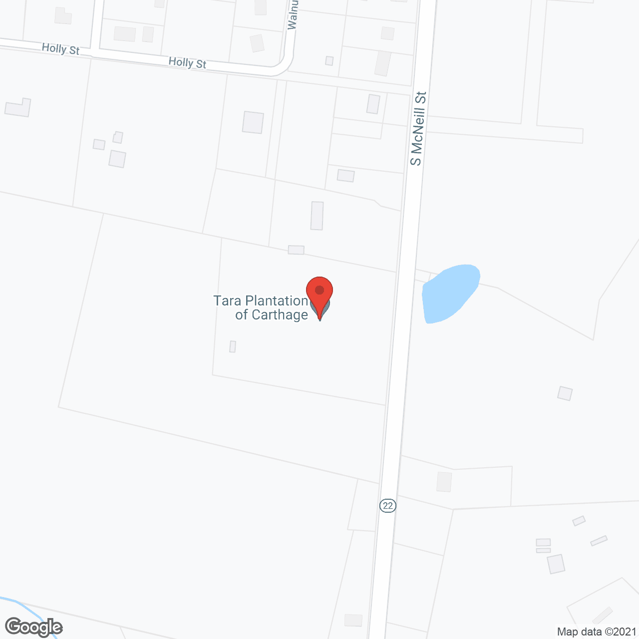 Map of the neighborhood around Tara Plantation of Carthage