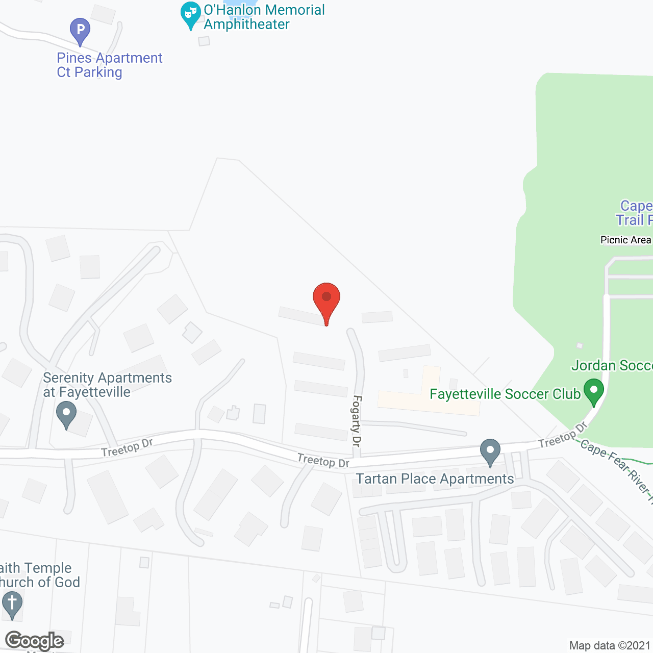 Map of the neighborhood around Fayetteville Manor