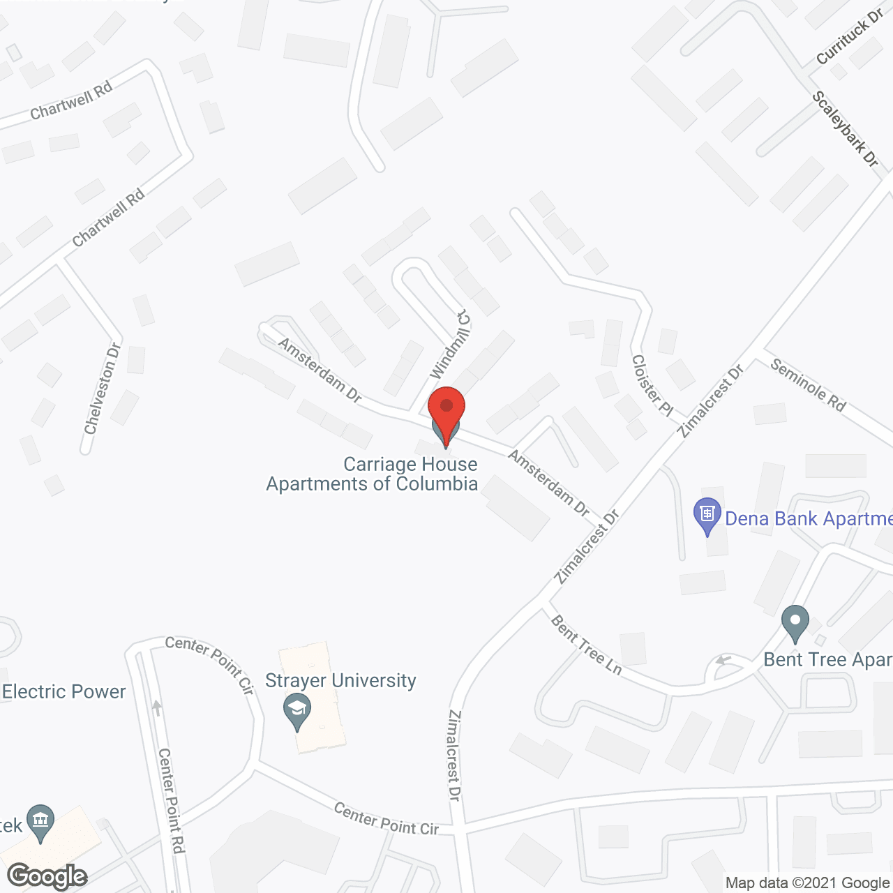 Map of the neighborhood around Carriage House Apartments