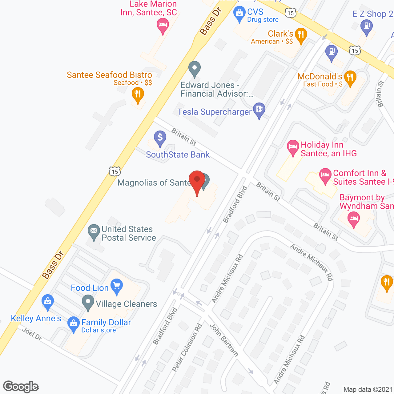 Map of the neighborhood around Magnolias of Santee