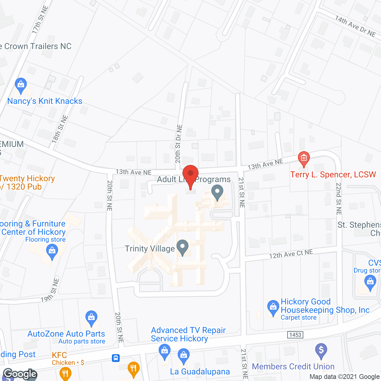 Map of the neighborhood around Trinity Village