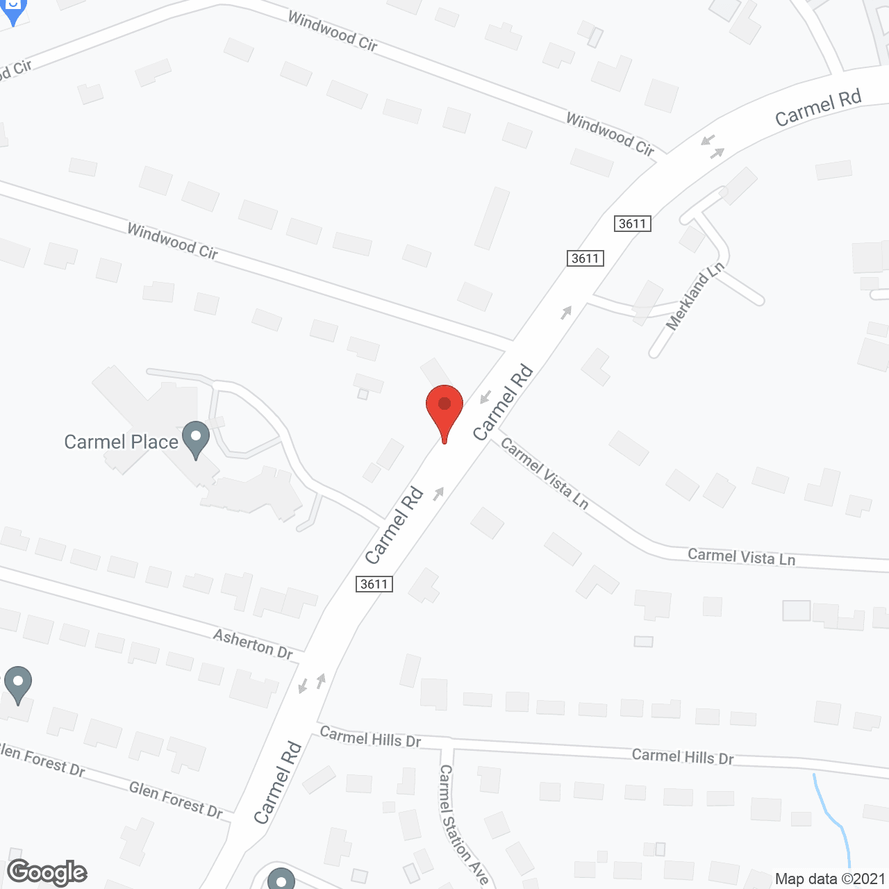 Map of the neighborhood around Holiday Carmel Place