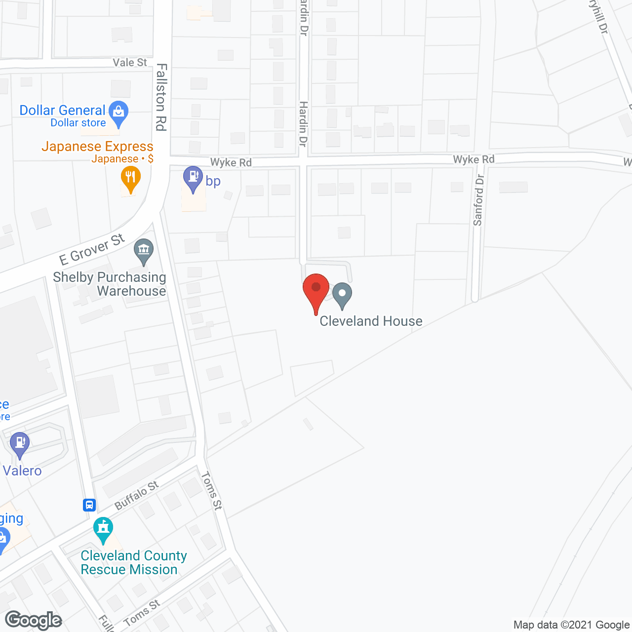 Map of the neighborhood around Cleveland House