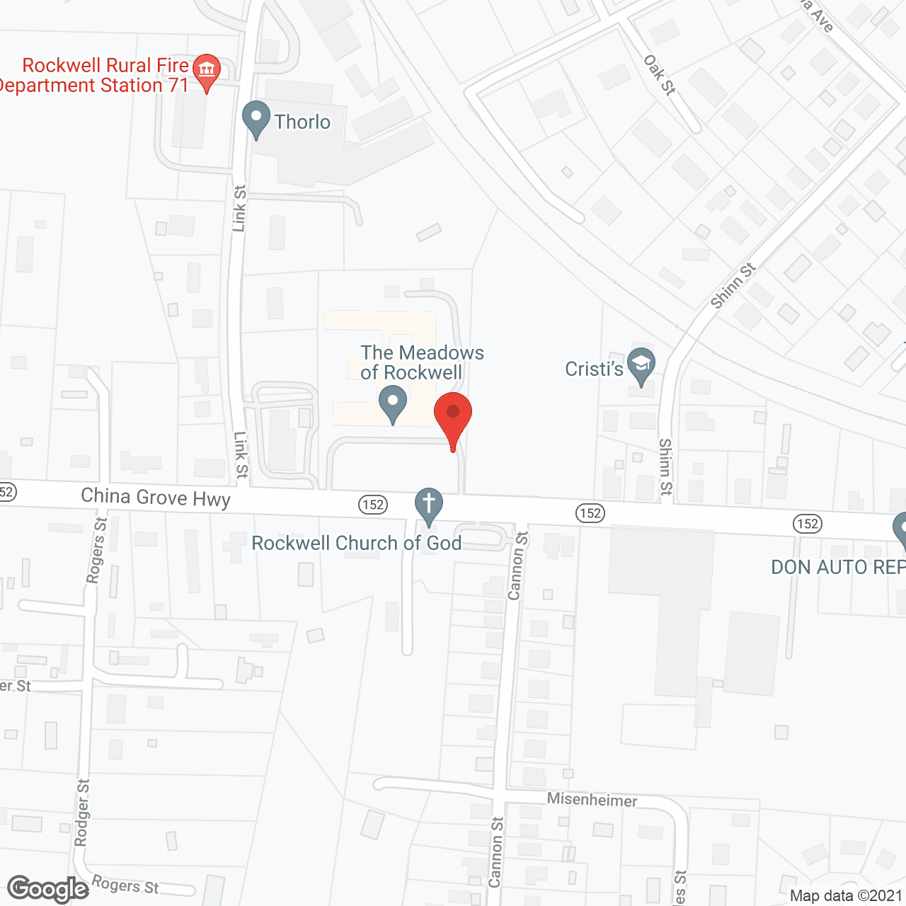 Map of the neighborhood around Meadows of Rockwell