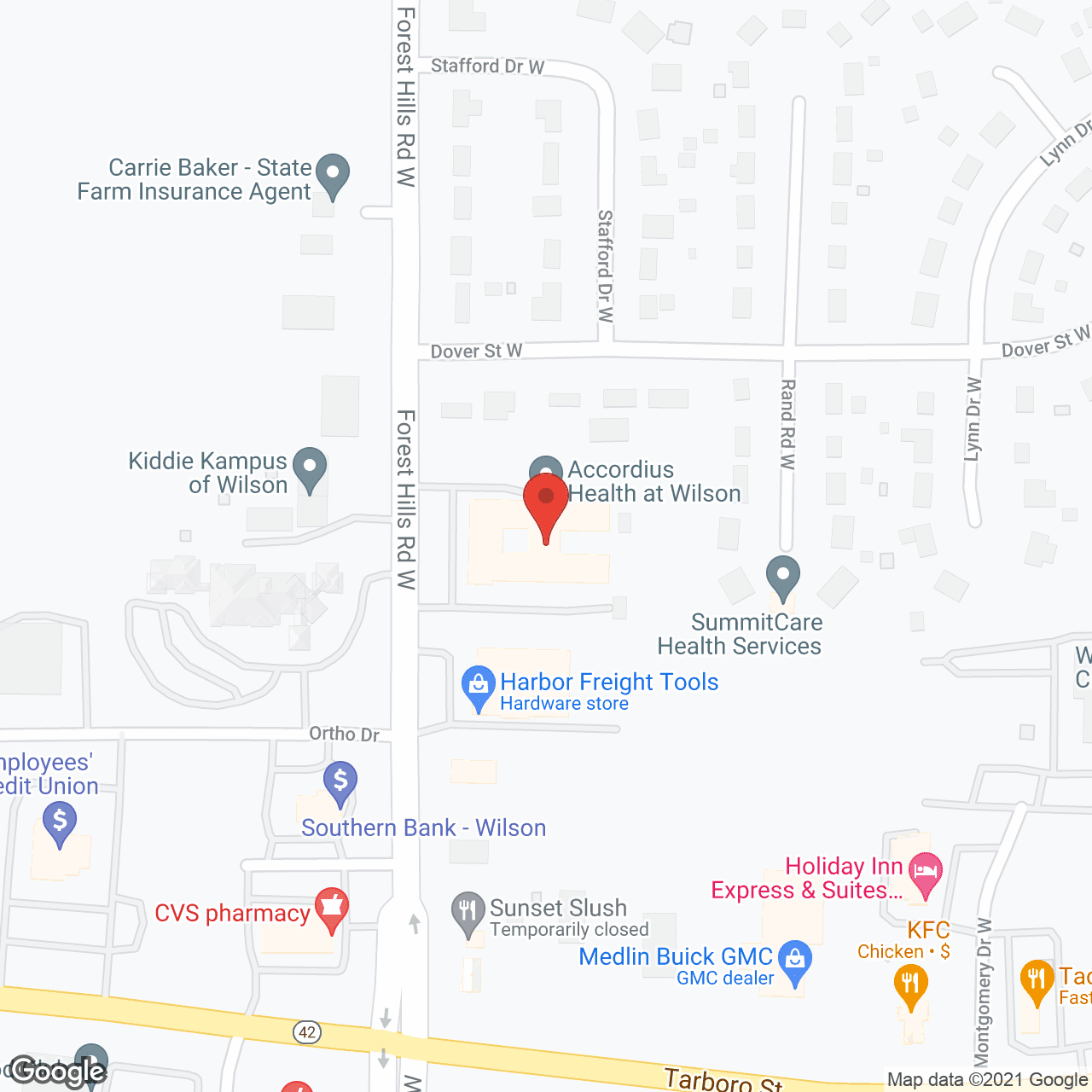 Map of the neighborhood around Harmony Park at Wilson