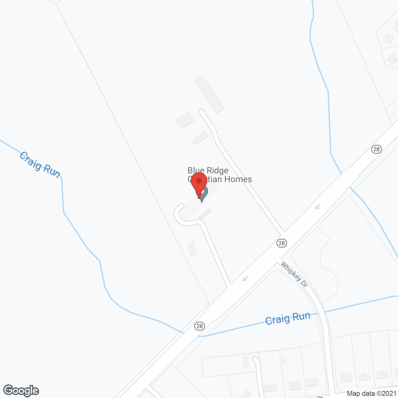 Map of the neighborhood around Blue Ridge Christian Home