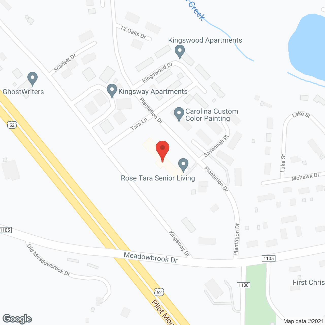 Map of the neighborhood around Rose Tara Senior Living