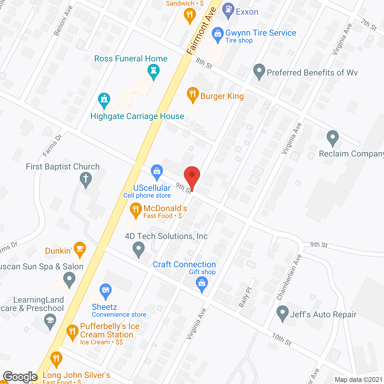 Map of the neighborhood around Pleasant Acres Christian Haven