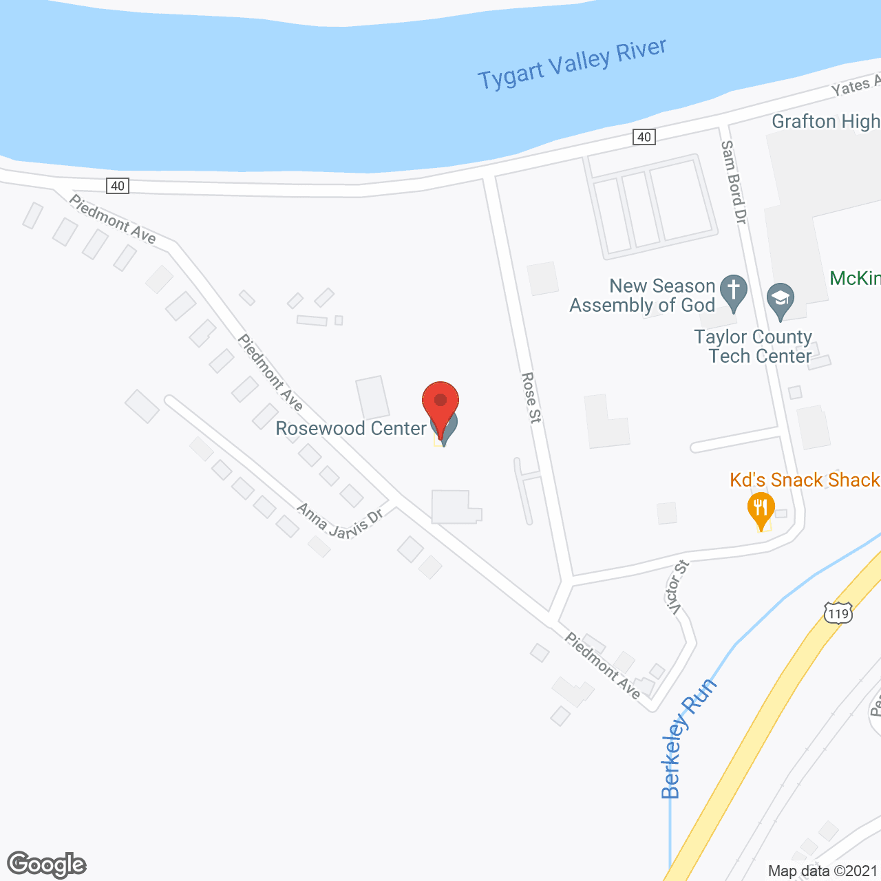 Map of the neighborhood around Rosewood Center
