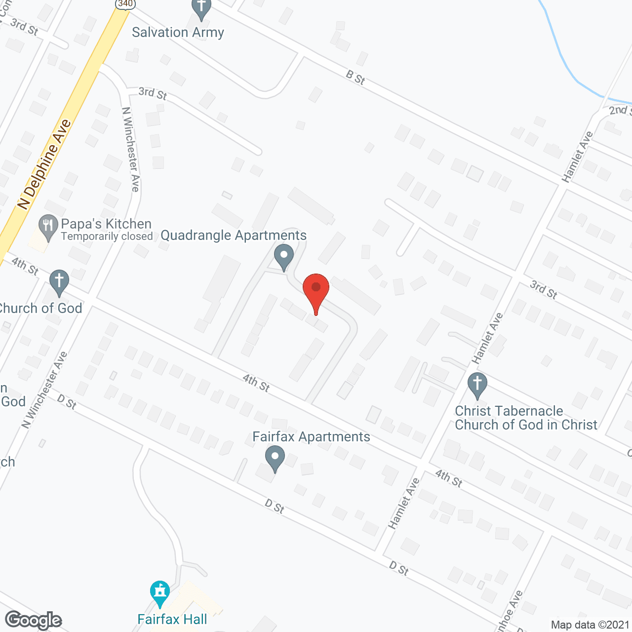 Map of the neighborhood around Quadrangle Apartments