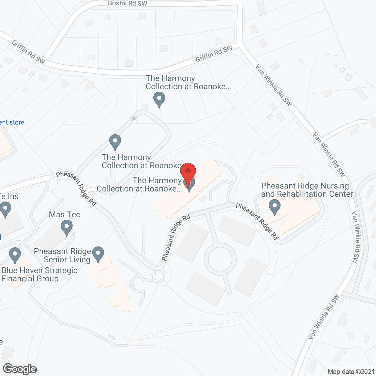Map of the neighborhood around The Harmony Collection at Roanoke - Independent Living
