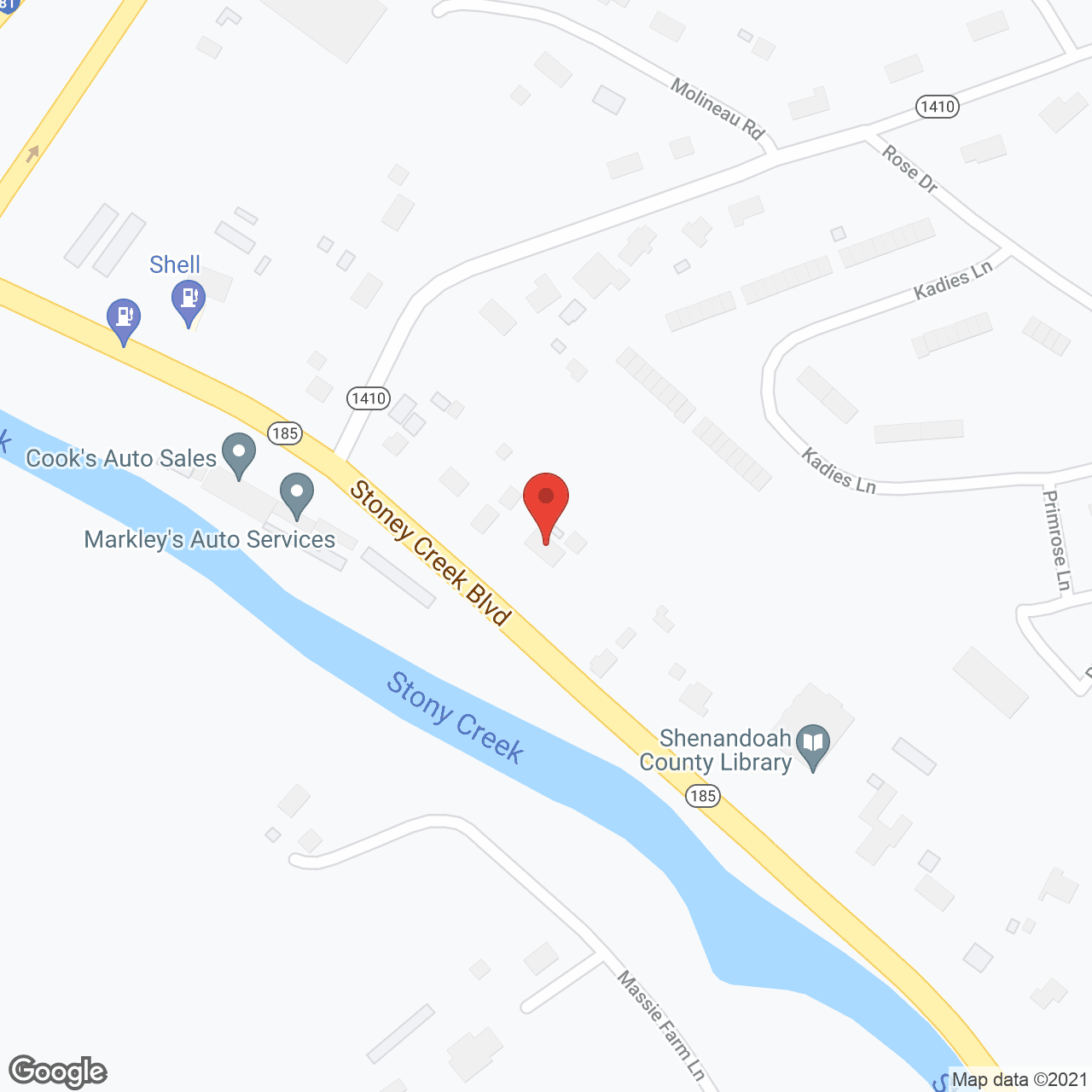 Map of the neighborhood around Stoney Creek Adult Care