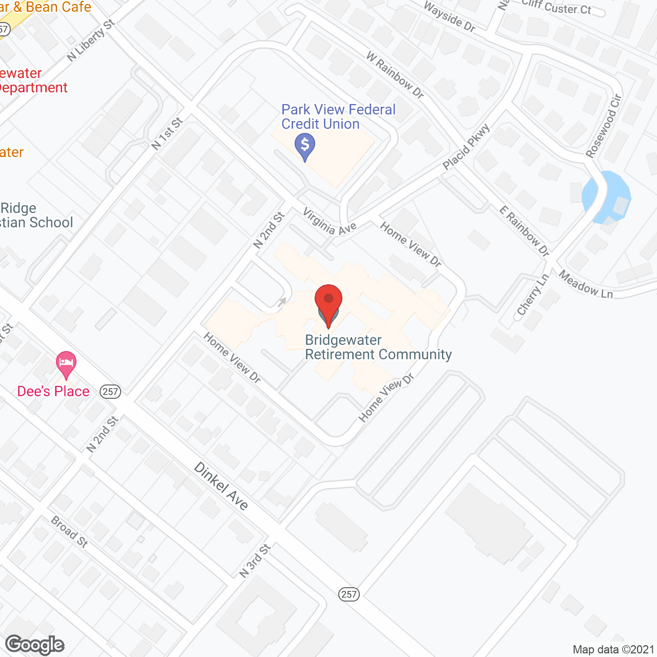 Map of the neighborhood around Bridgewater Home, Inc