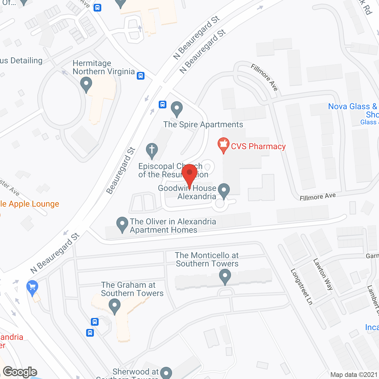 Map of the neighborhood around Goodwin House Alexandria