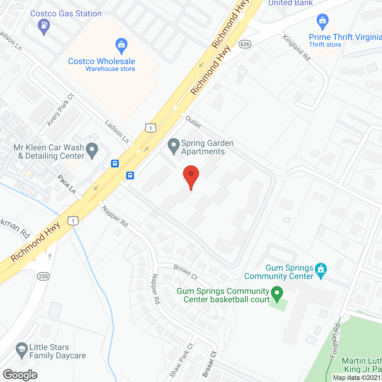 Map of the neighborhood around Spring Garden Apartments