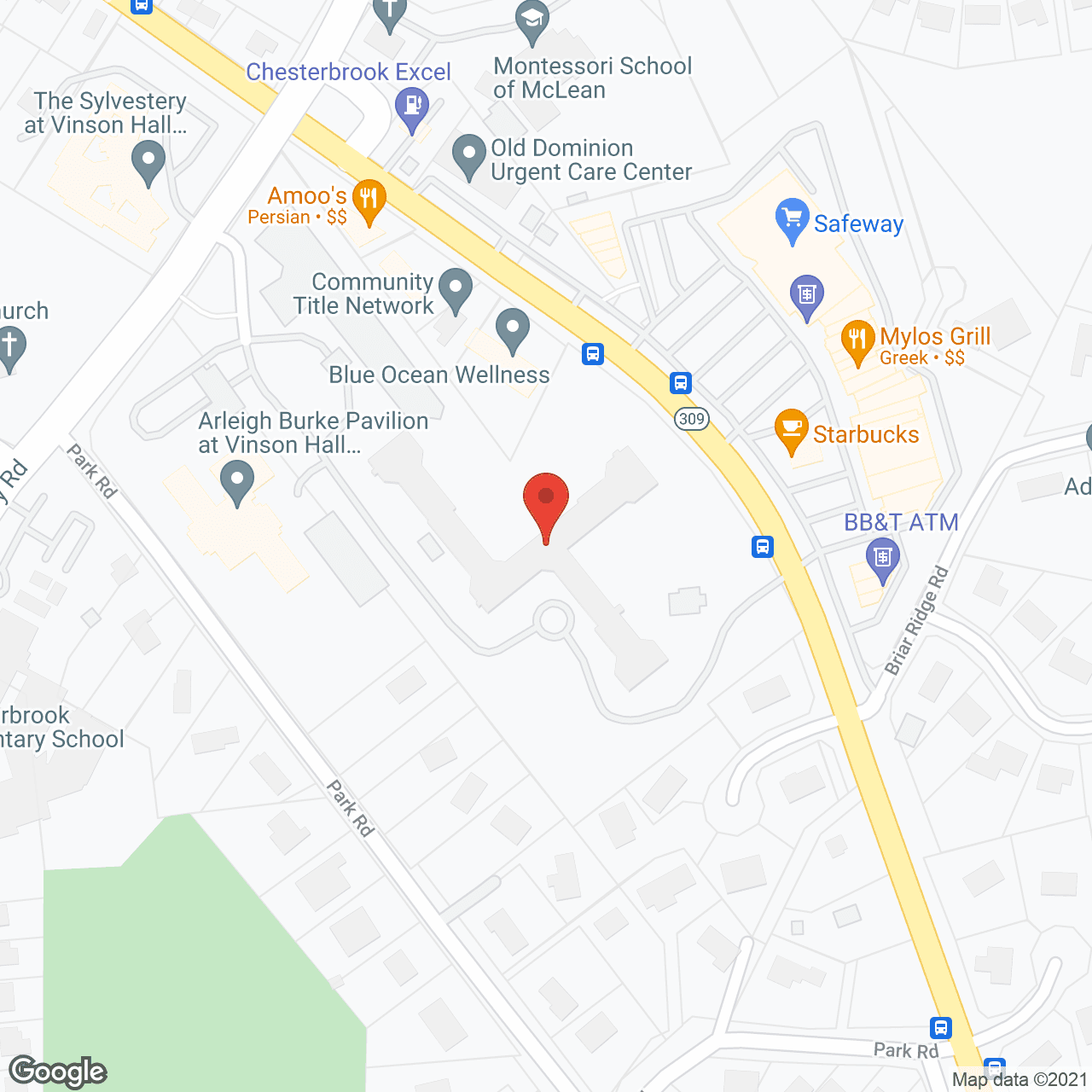 Map of the neighborhood around Vinson Hall