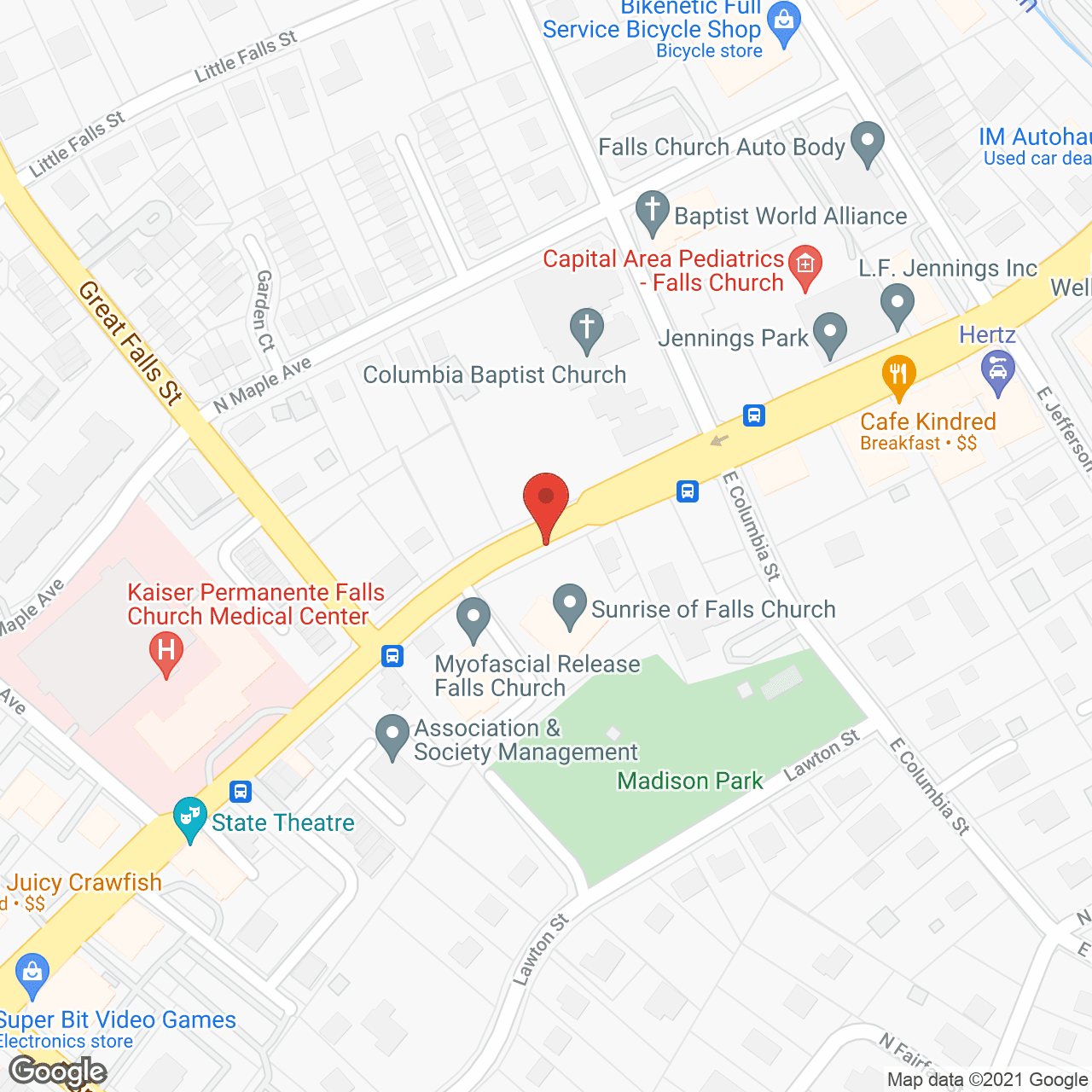 Map of the neighborhood around Sunrise of Falls Church