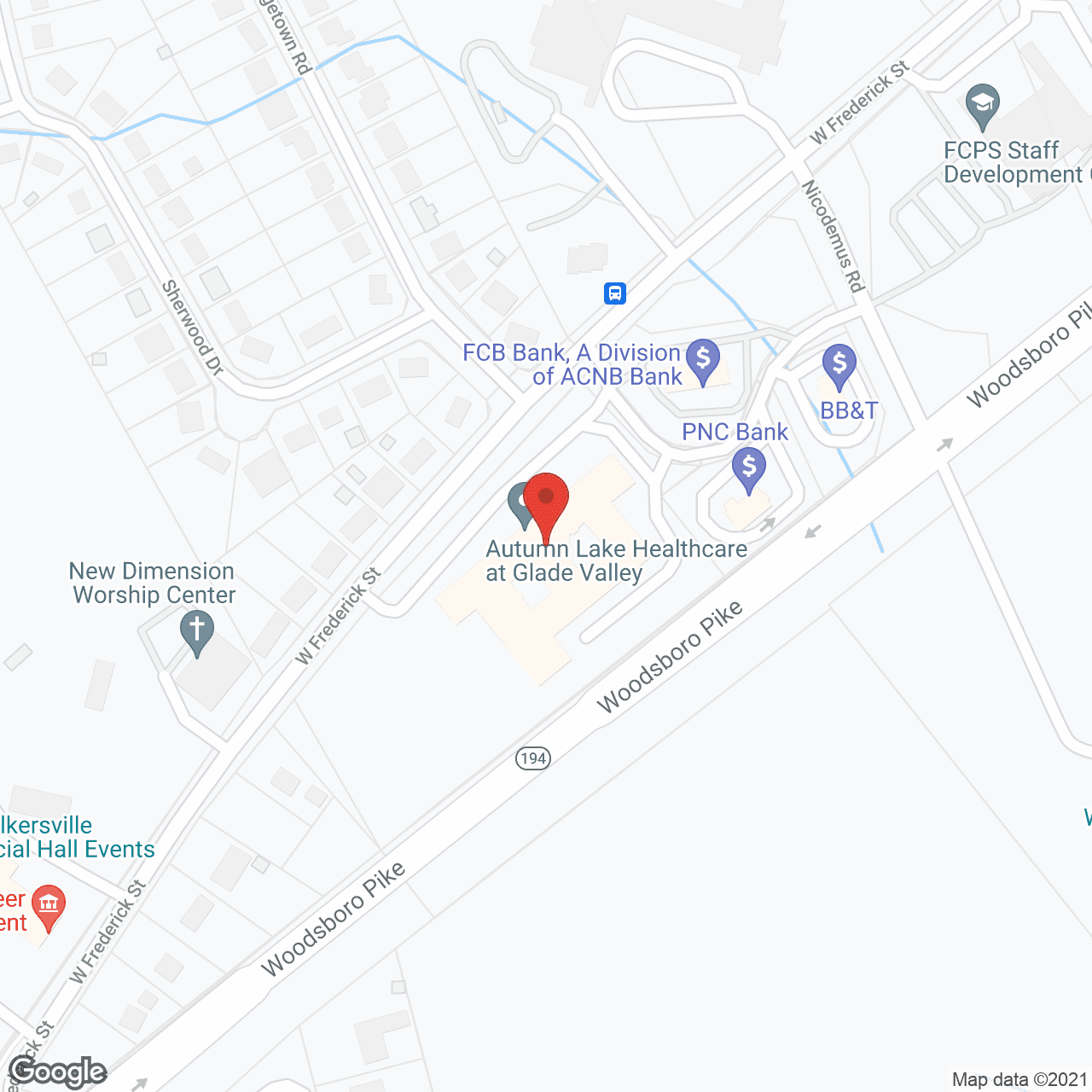 Map of the neighborhood around Glade Valley Nursing & Rehab