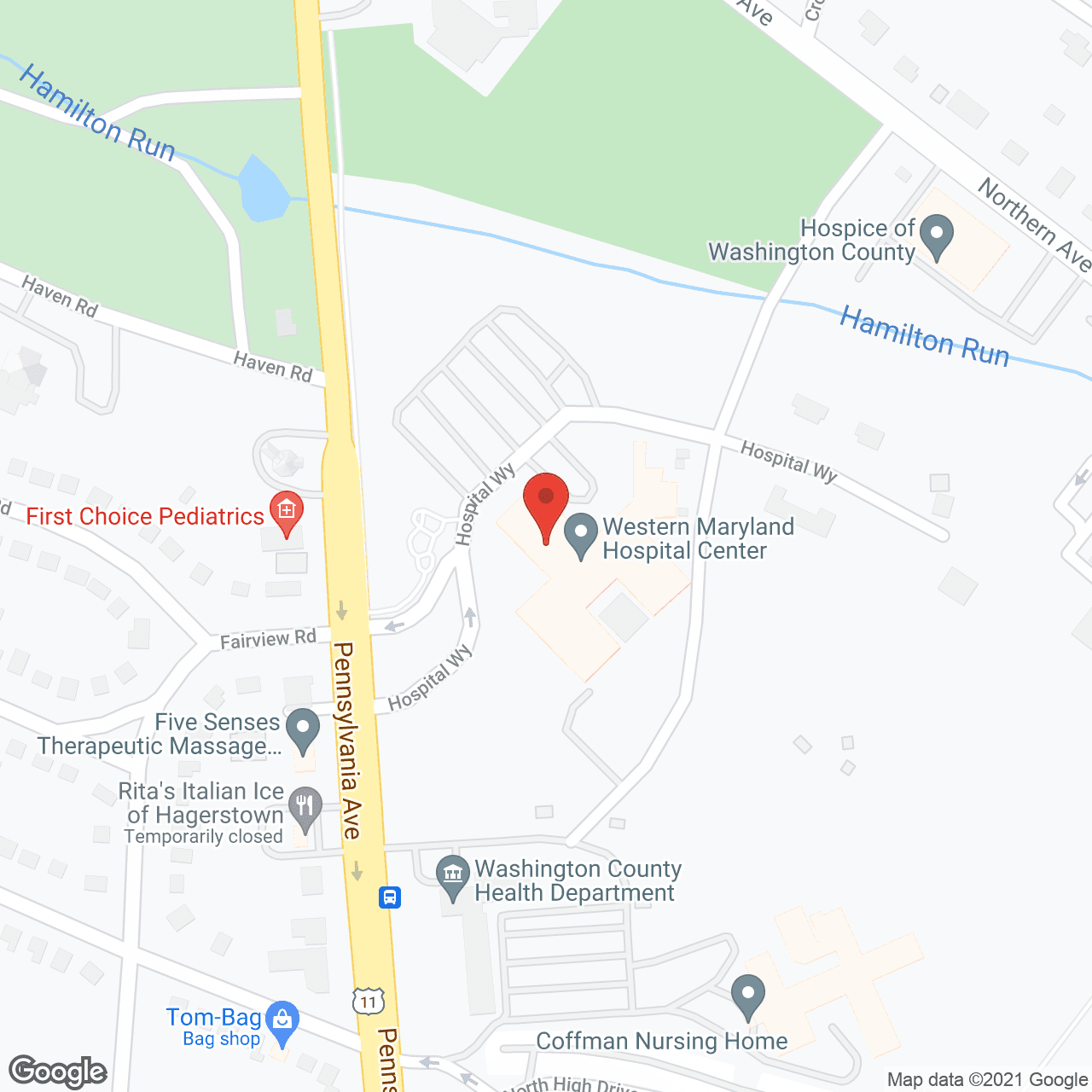 Map of the neighborhood around Western Maryland Ctr