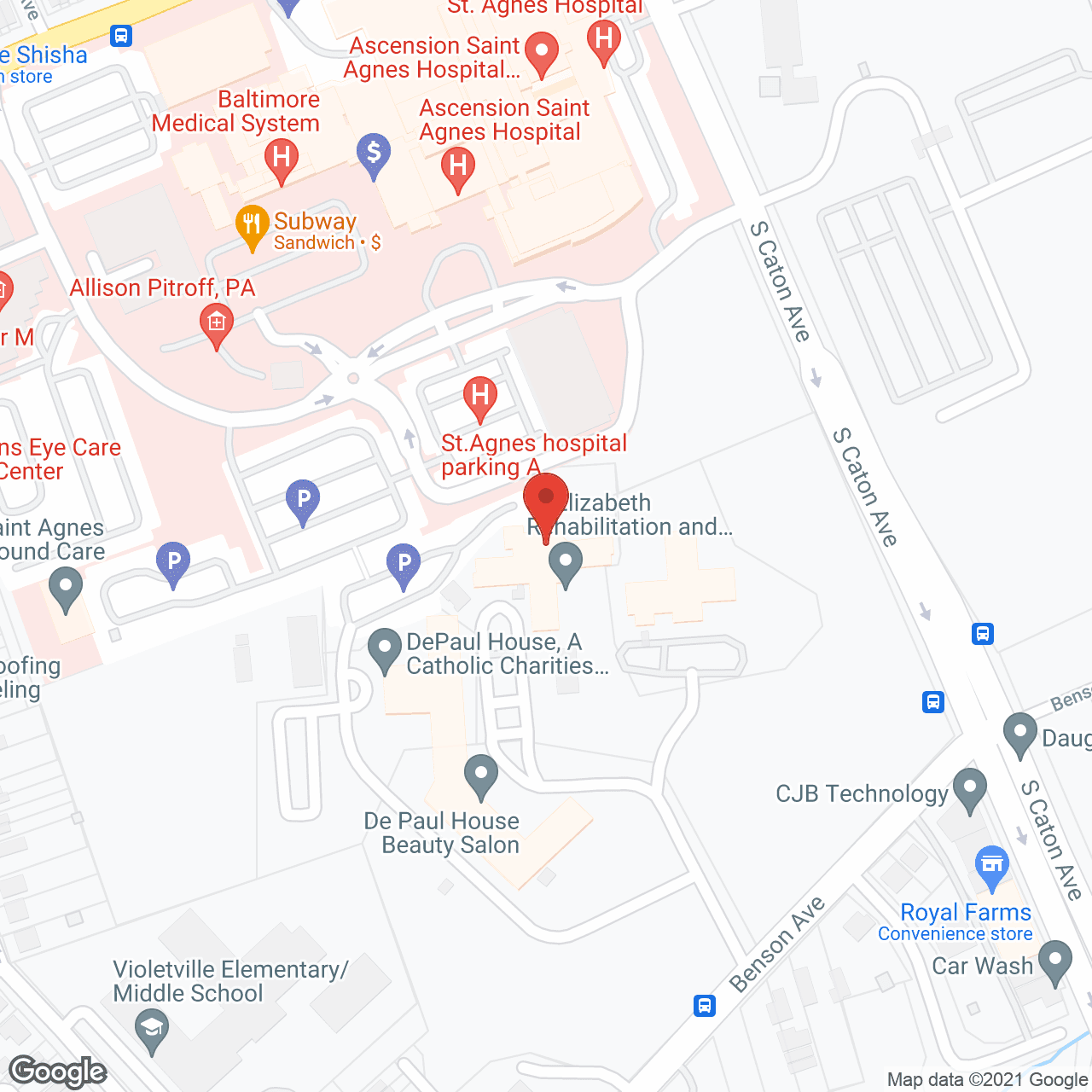 Map of the neighborhood around St Elizabeth Rehab & Nursing