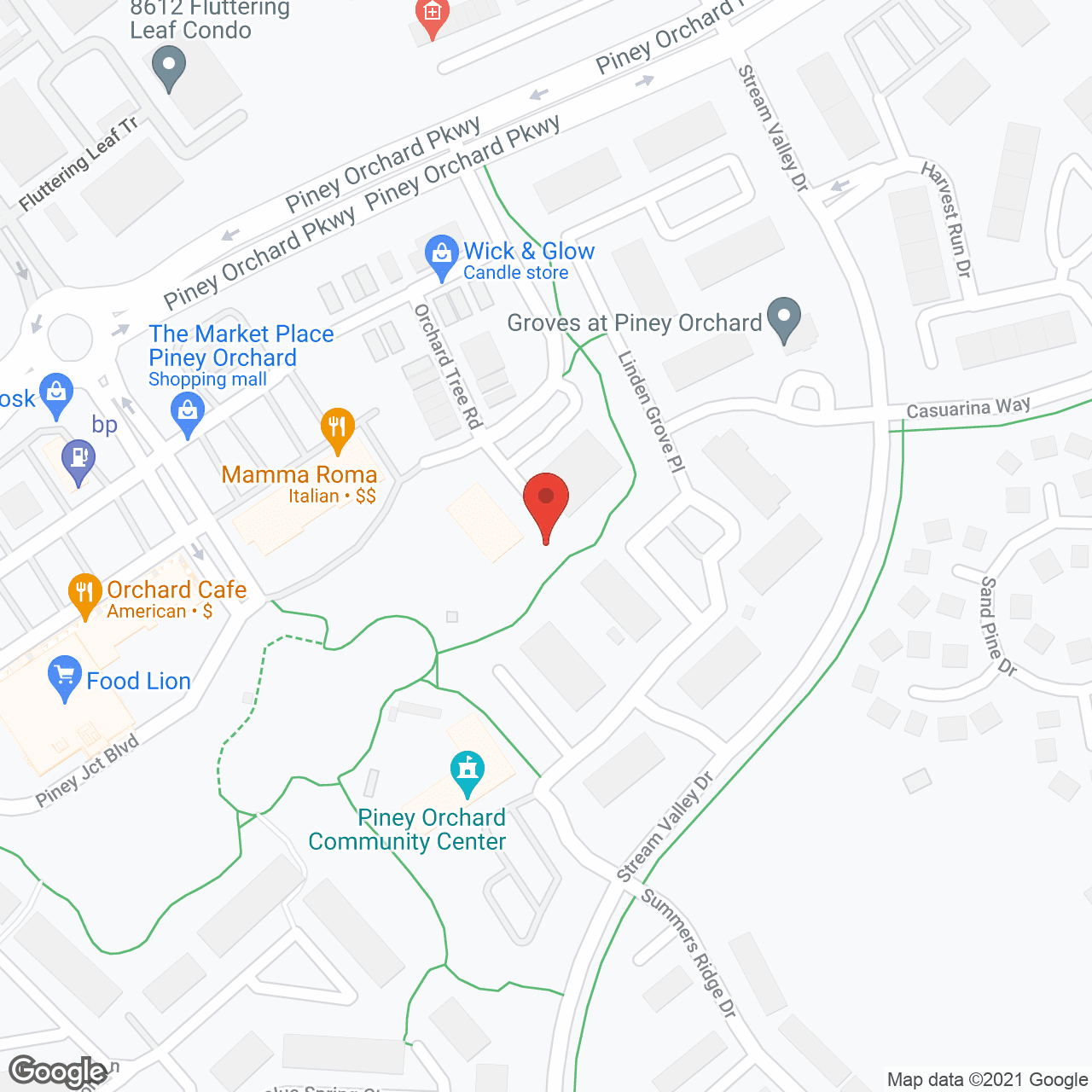 Map of the neighborhood around HeartHomes at Piney Orchard