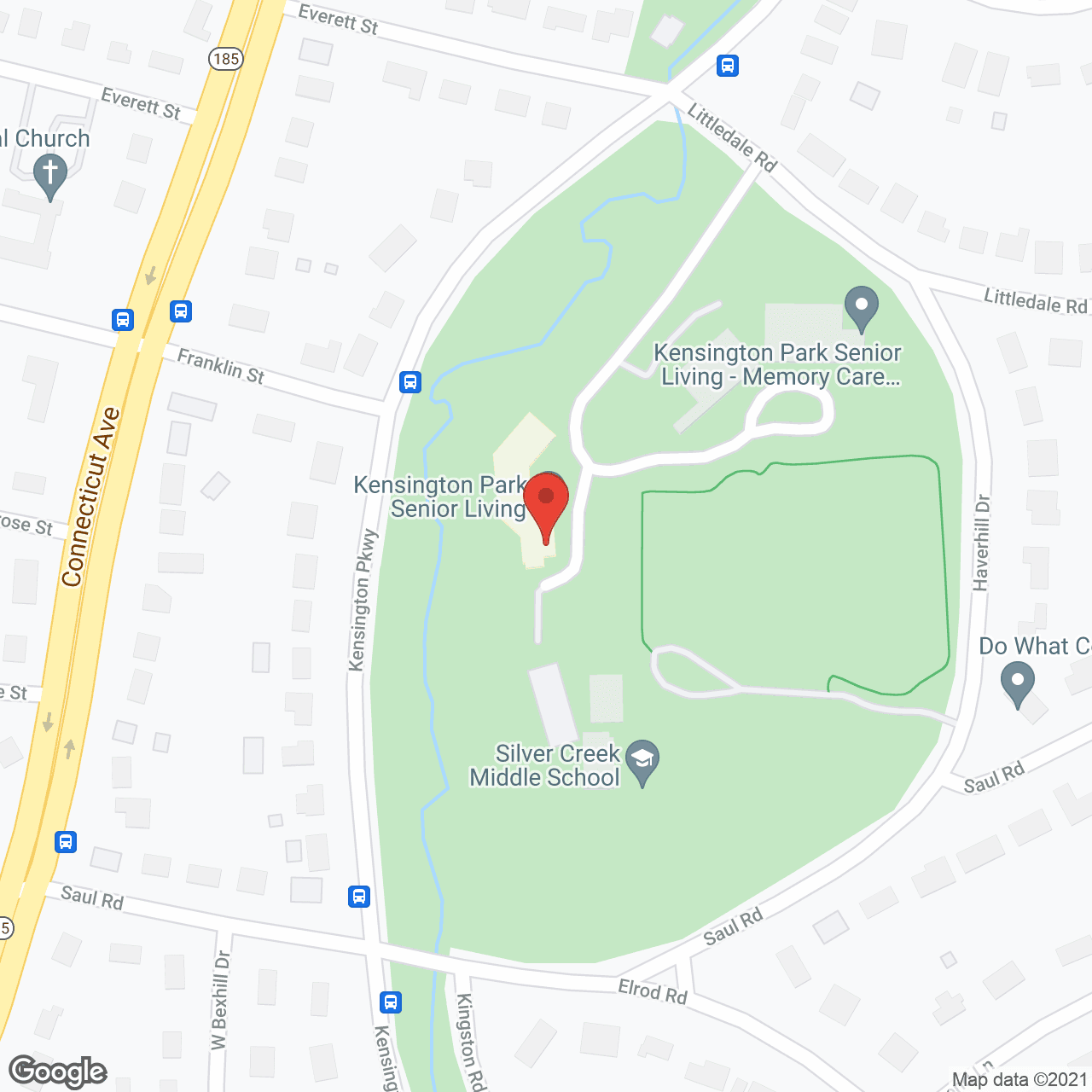 Map of the neighborhood around Kensington Park Senior Living