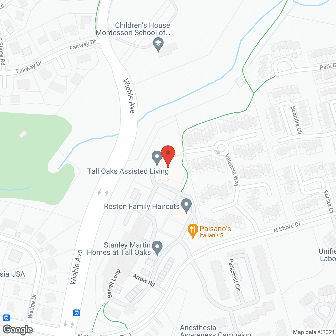 Map of the neighborhood around Tall Oaks Assisted Living
