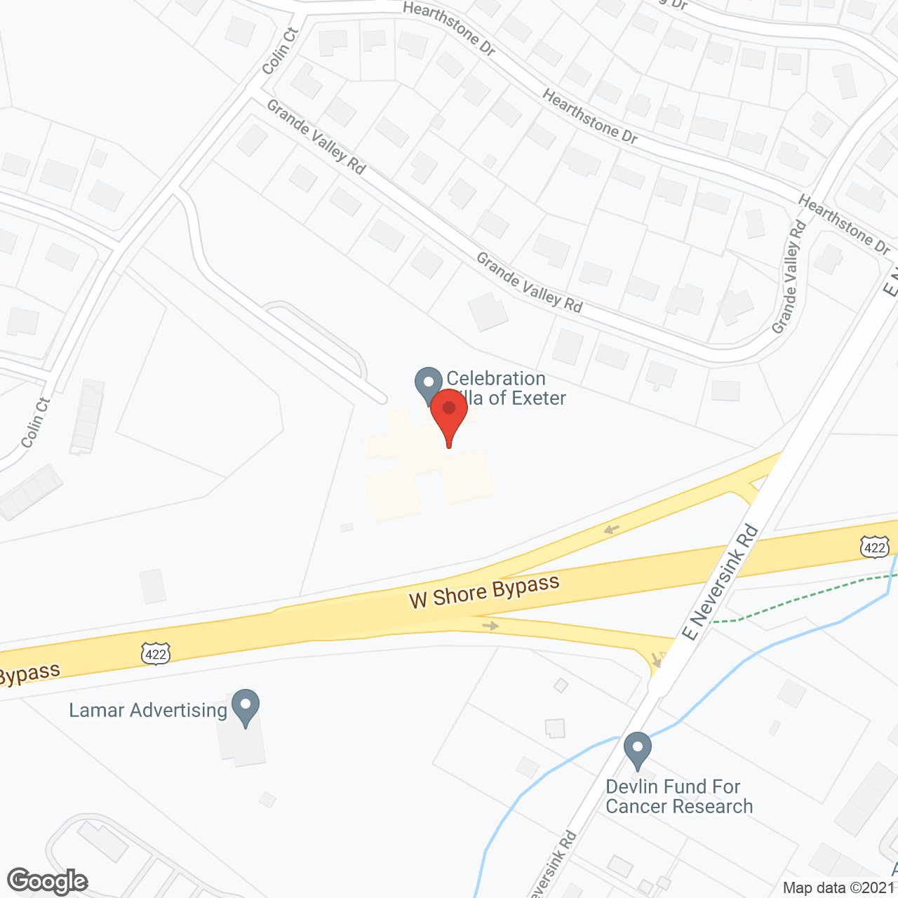Map of the neighborhood around Celebration Villa of Exeter