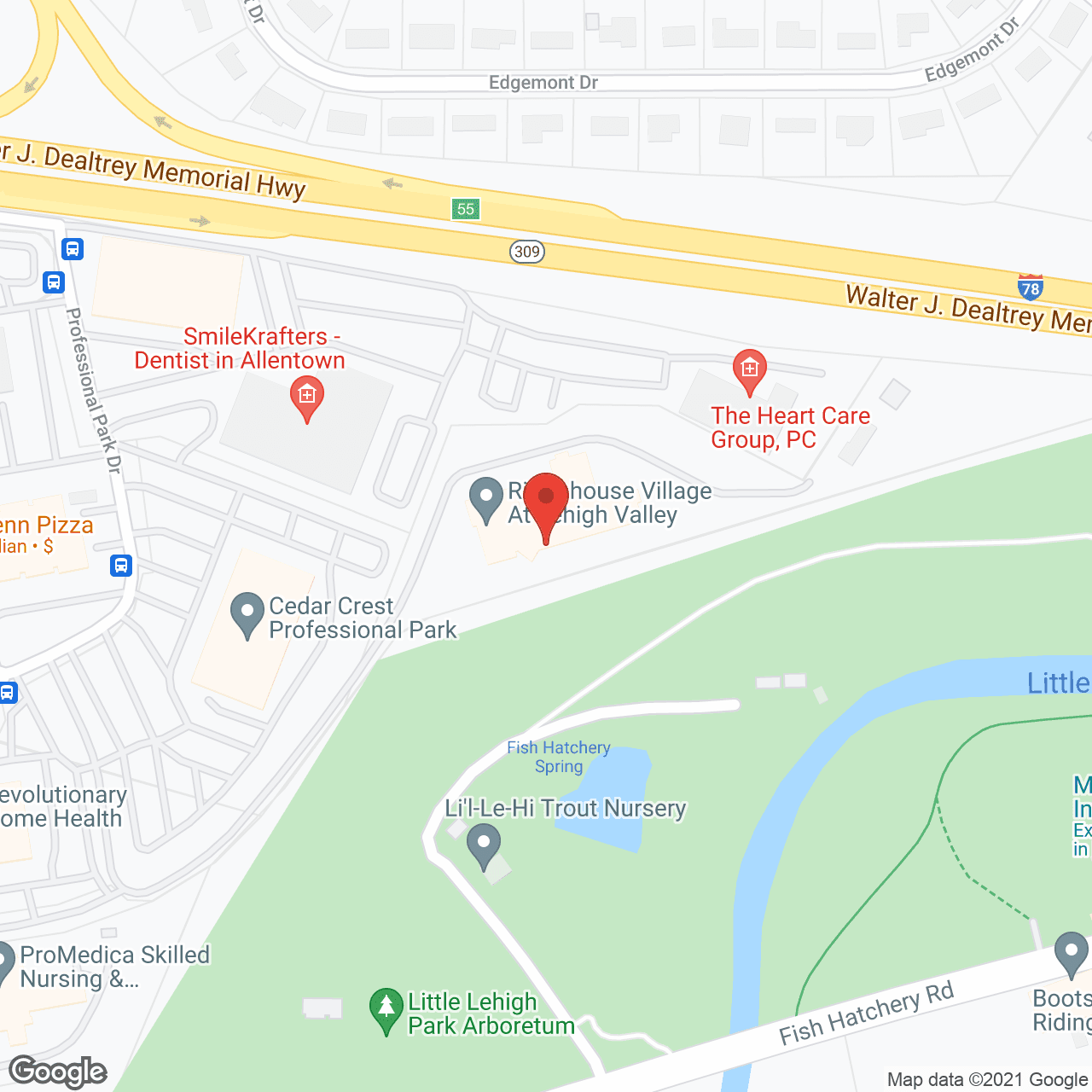 Map of the neighborhood around Rittenhouse Village at Lehigh Valley