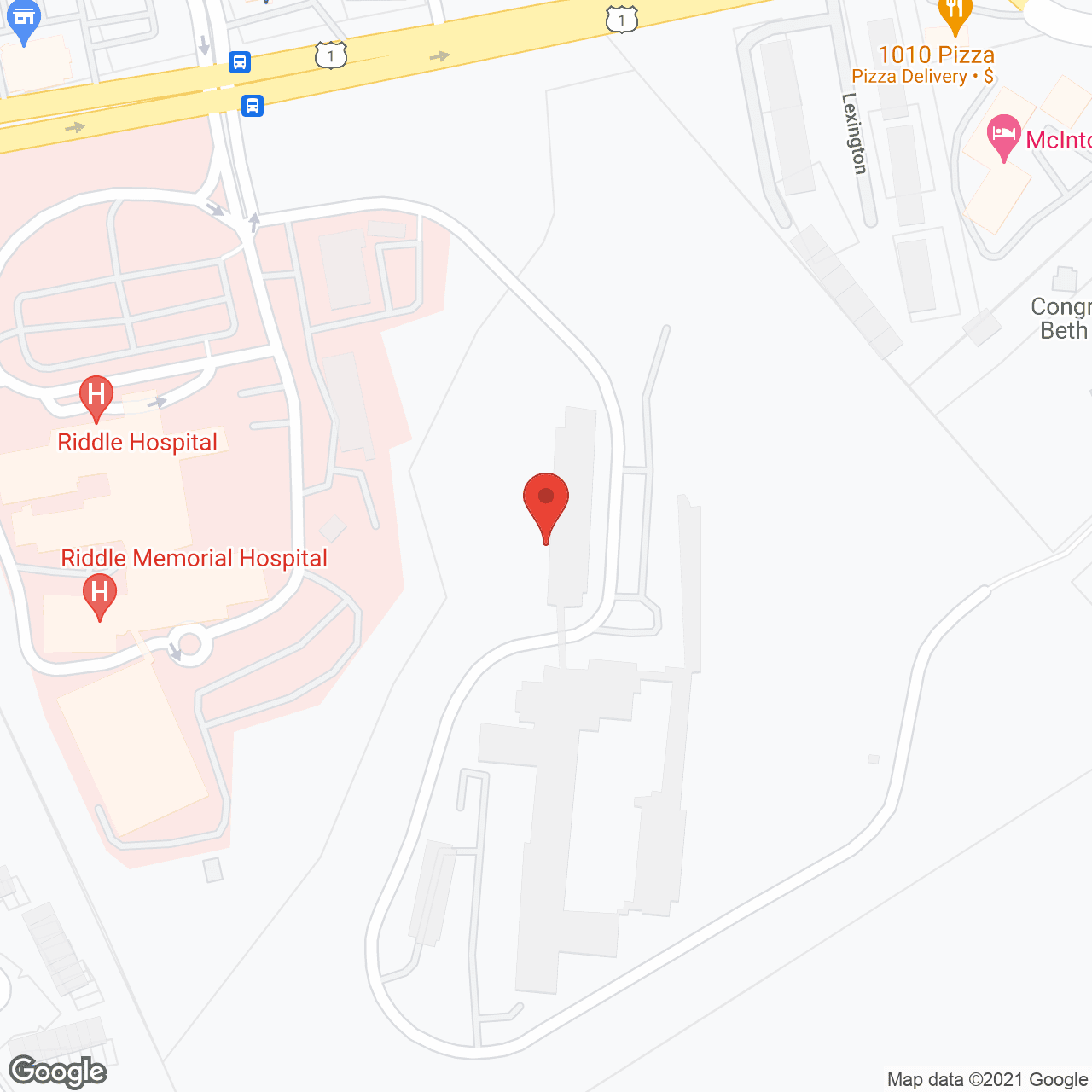 Map of the neighborhood around Riddle Village Life Care