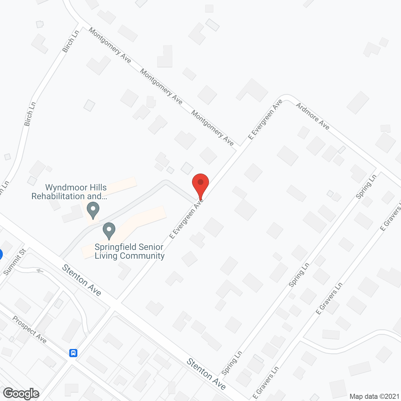 Map of the neighborhood around Springfield Senior Living
