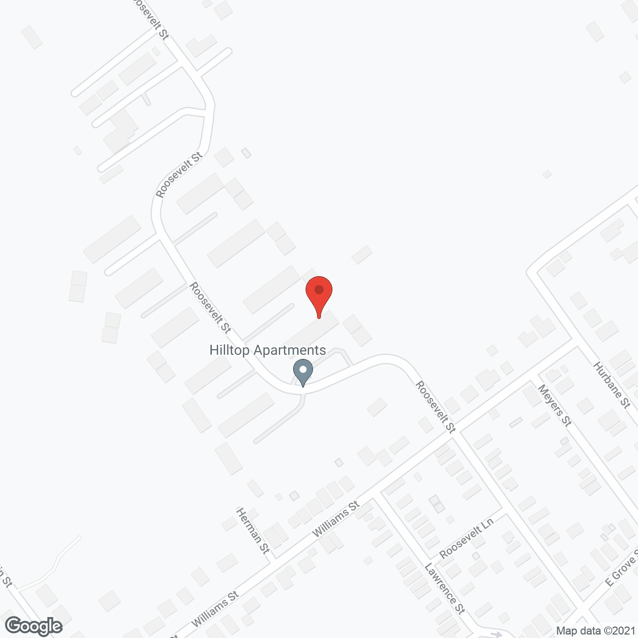 Map of the neighborhood around Hilltop Apartments