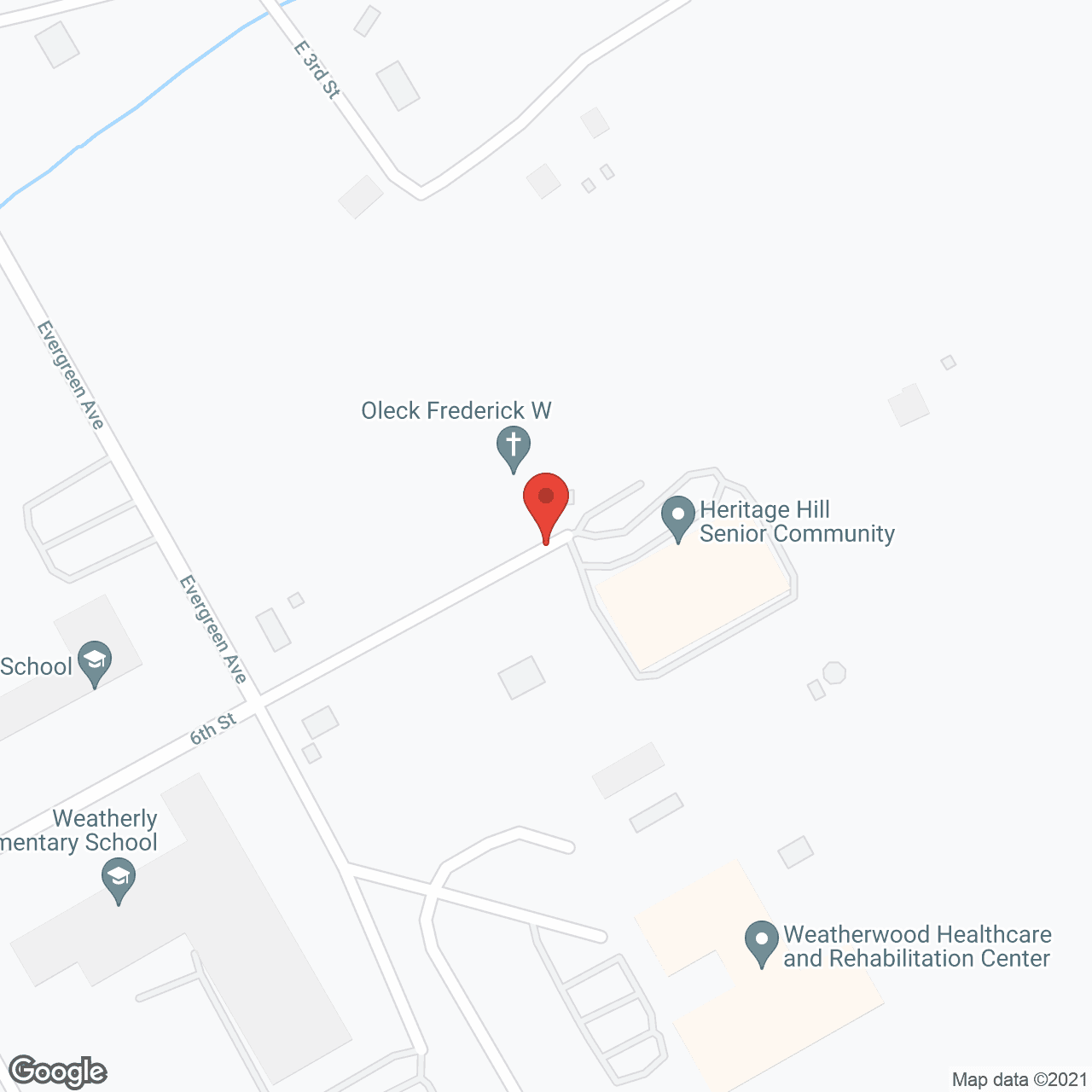 Map of the neighborhood around Heritage Hill Senior Community