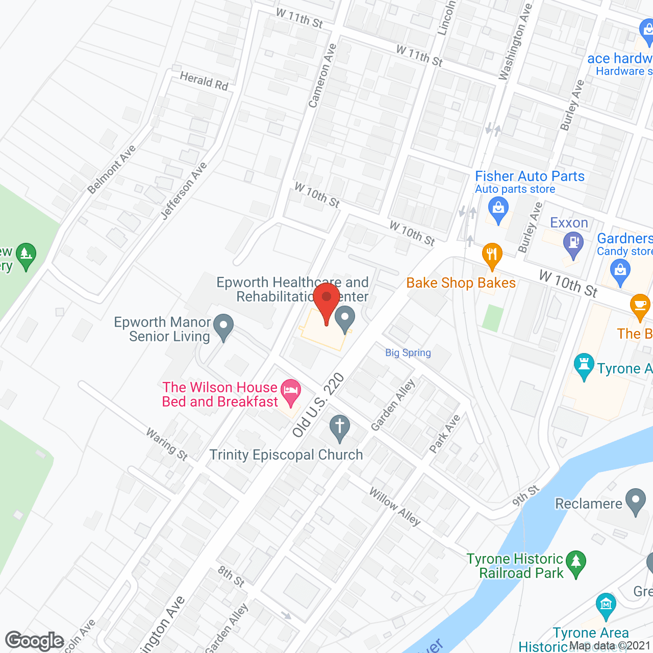 Map of the neighborhood around Epworth Manor