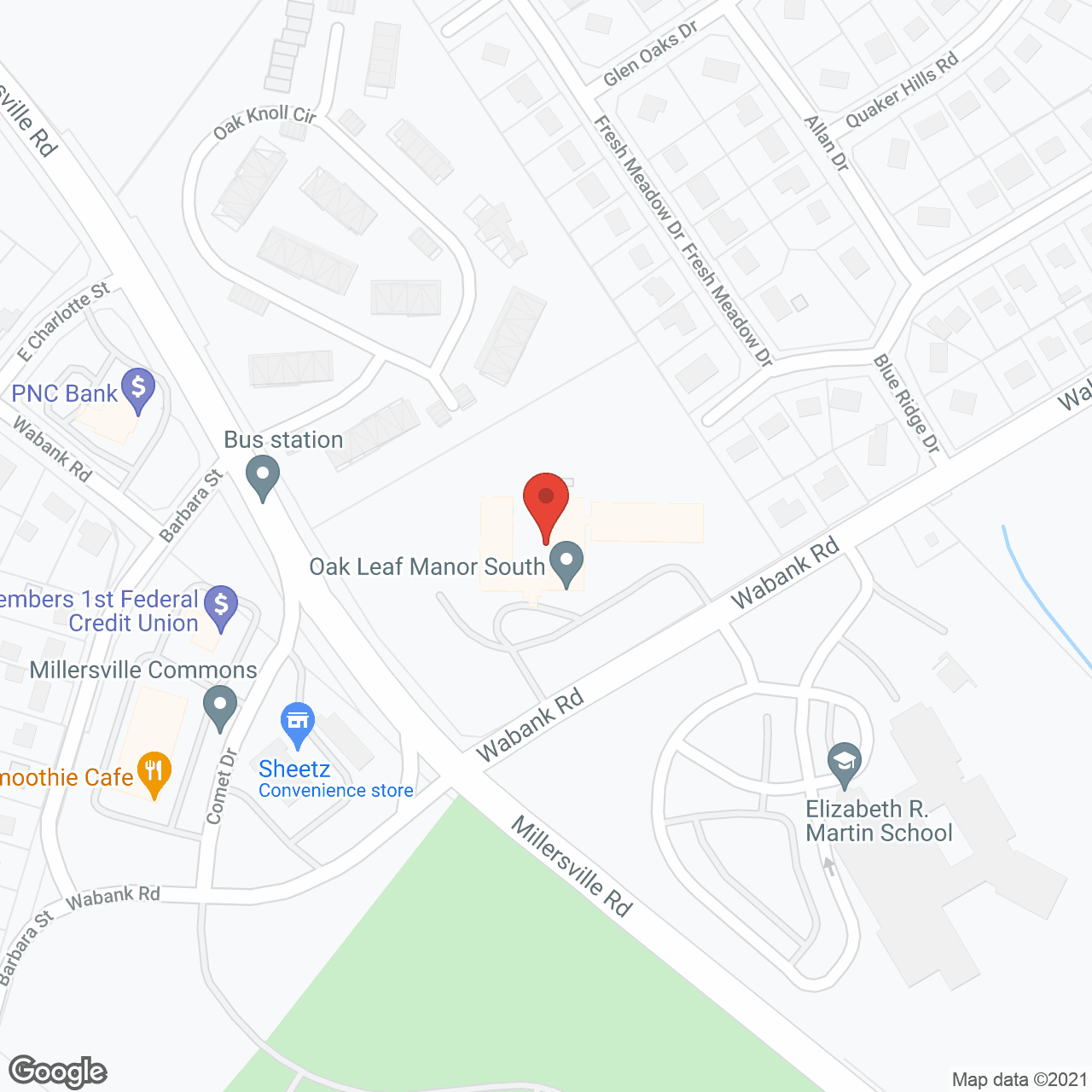 Map of the neighborhood around Oak Leaf Manor South