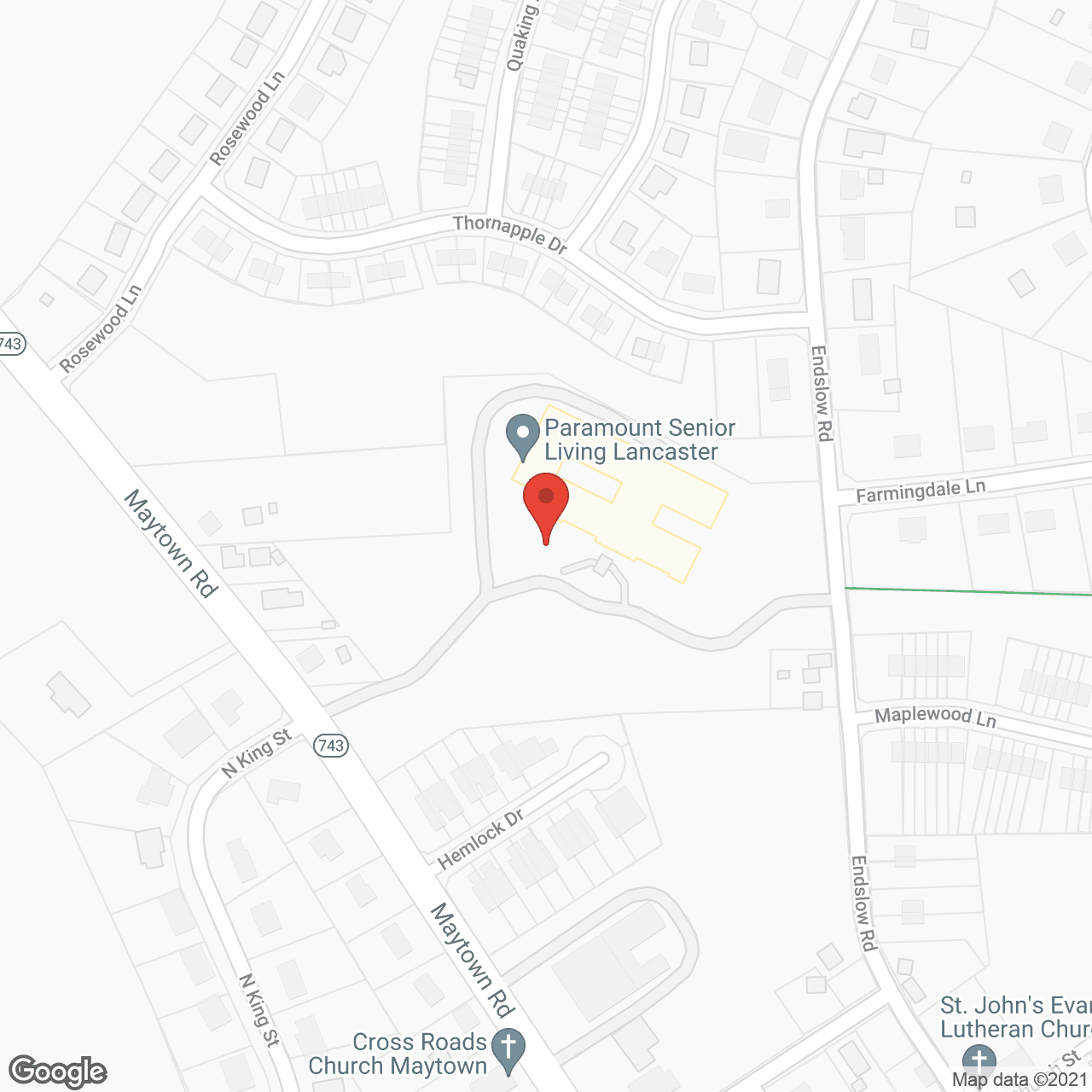 Map of the neighborhood around Paramount Senior Living at Lancaster County