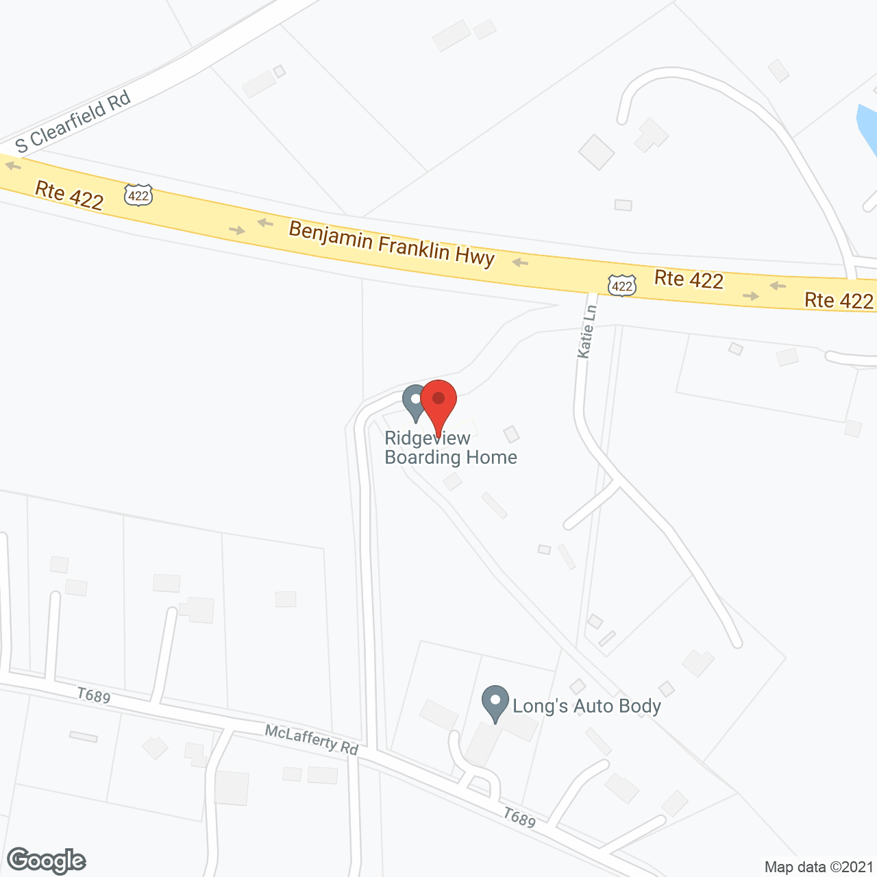 Map of the neighborhood around Ridgeview Boarding Home