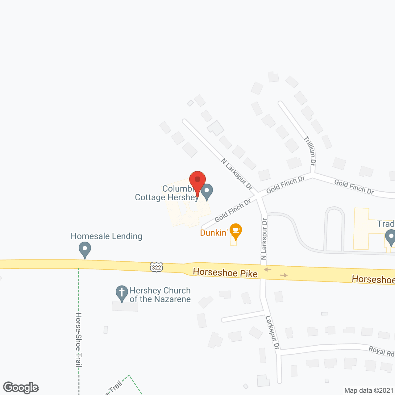 Map of the neighborhood around Columbia Cottage Hershey