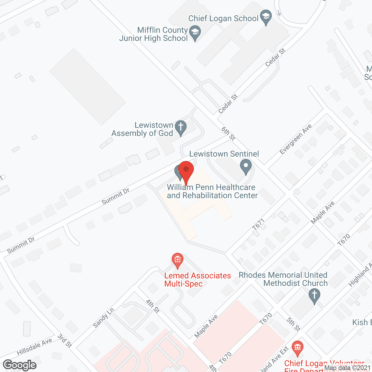 Map of the neighborhood around Golden LivingCenter - William Penn