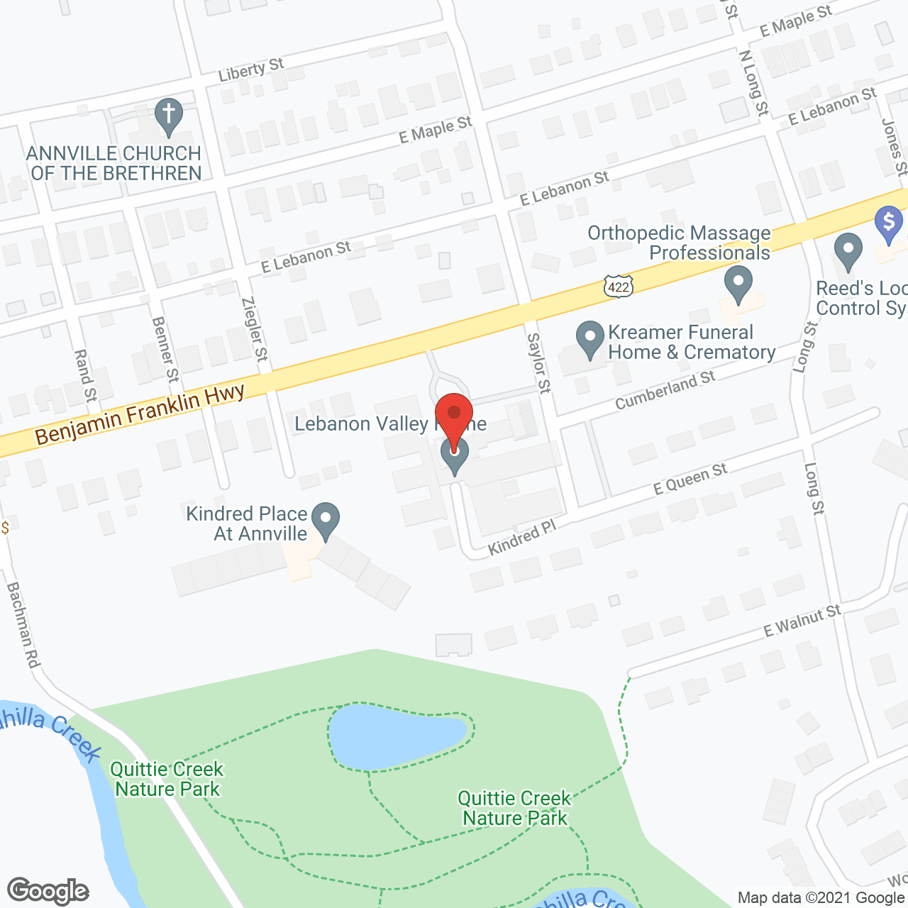 Map of the neighborhood around Lebanon Valley Home