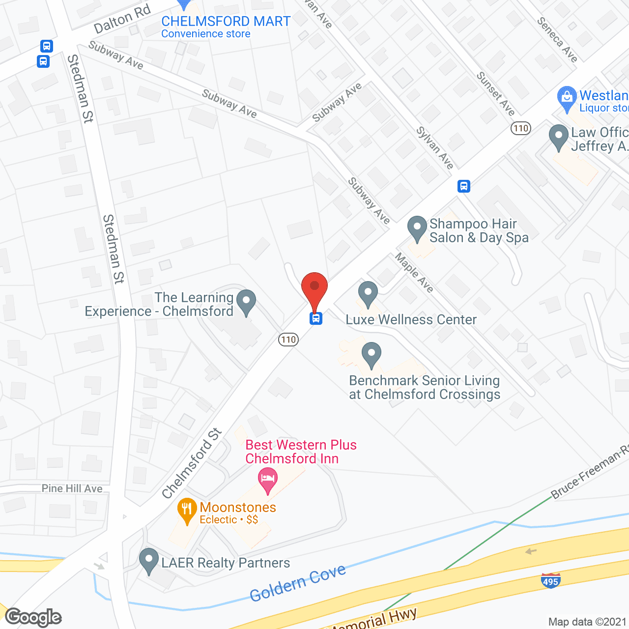 Map of the neighborhood around Benchmark Senior Living at Chelmsford Crossings