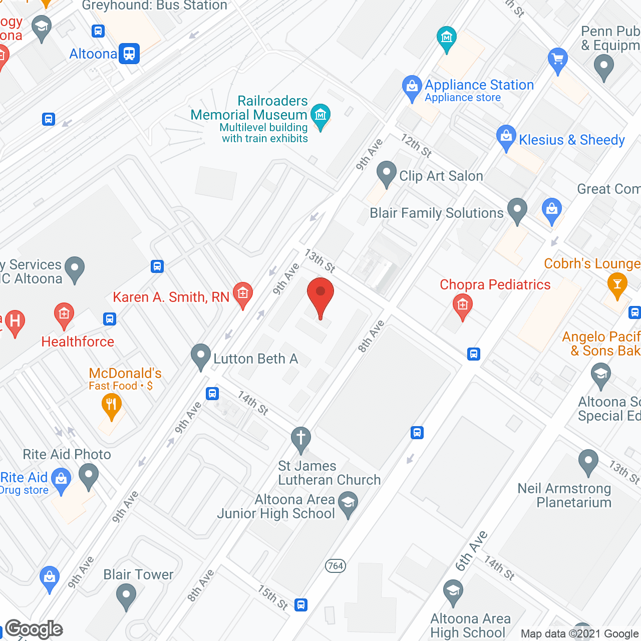 Map of the neighborhood around Station Square Apartments