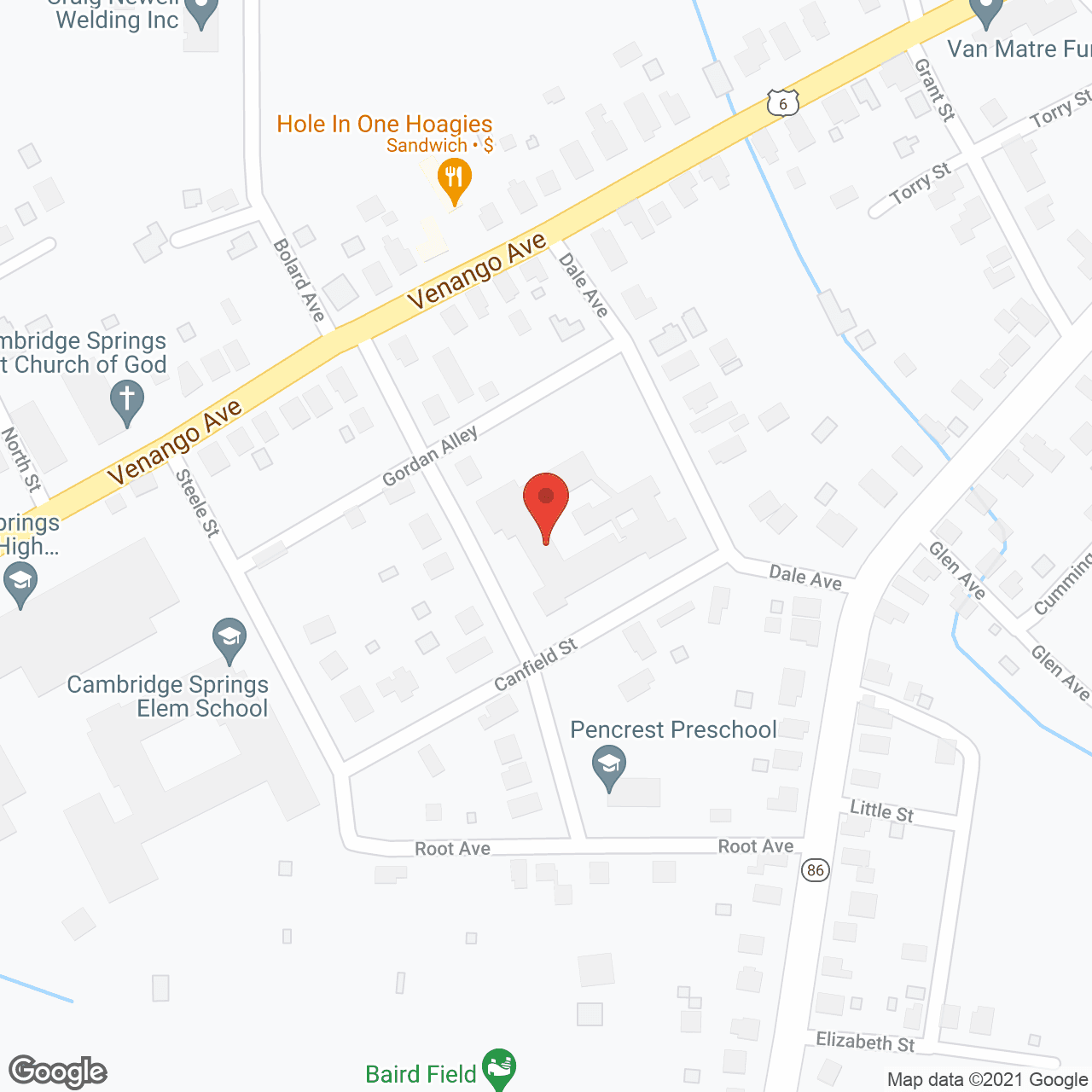Map of the neighborhood around Cambridge Springs Rehabilitation and Nursing
