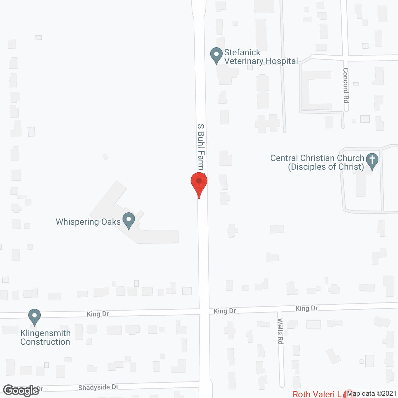 Map of the neighborhood around Whispering Oaks