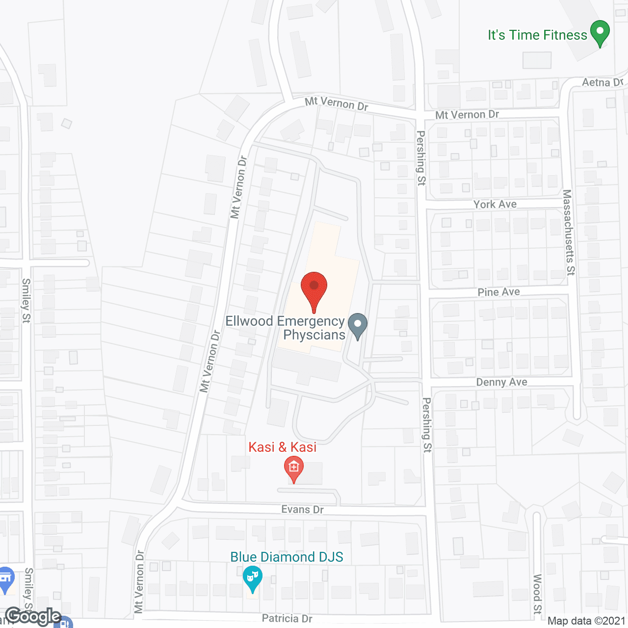 Map of the neighborhood around Mary Evans Extended Care Ctr