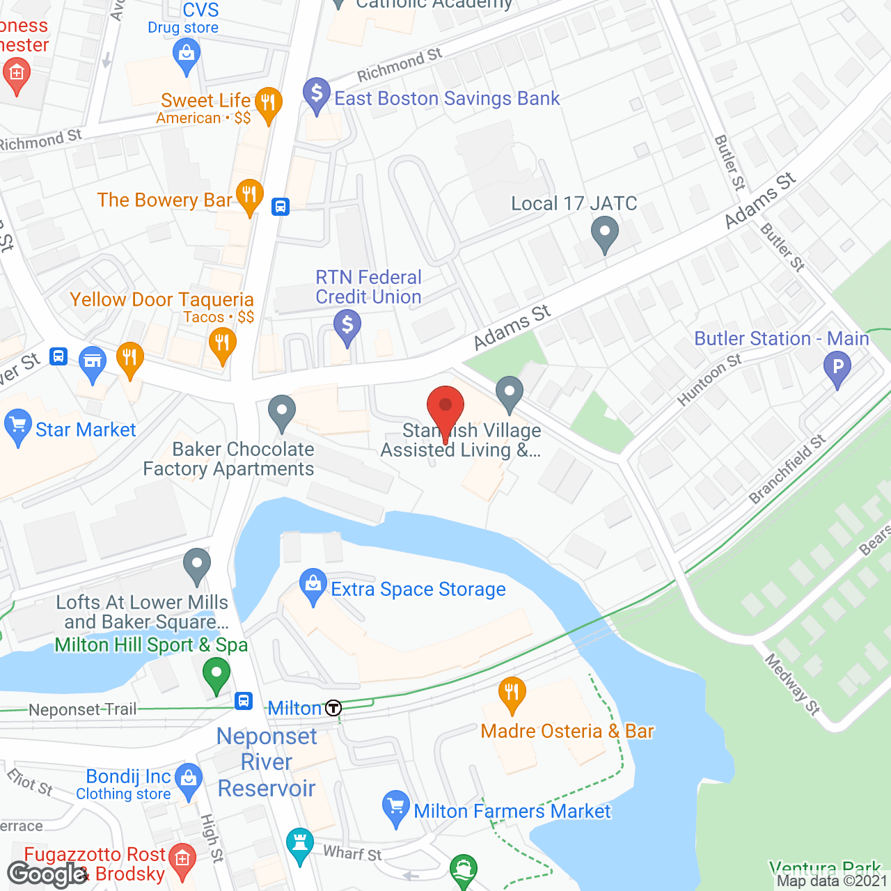Map of the neighborhood around Standish Village
