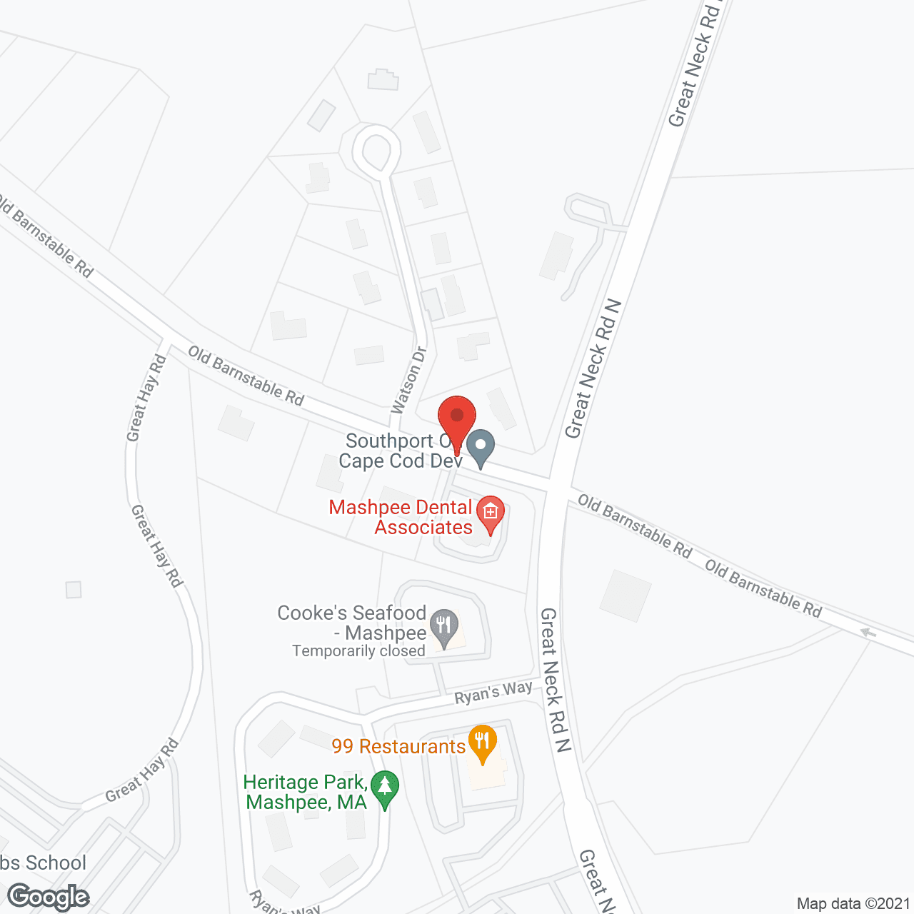 Map of the neighborhood around Southport On Cape Cod