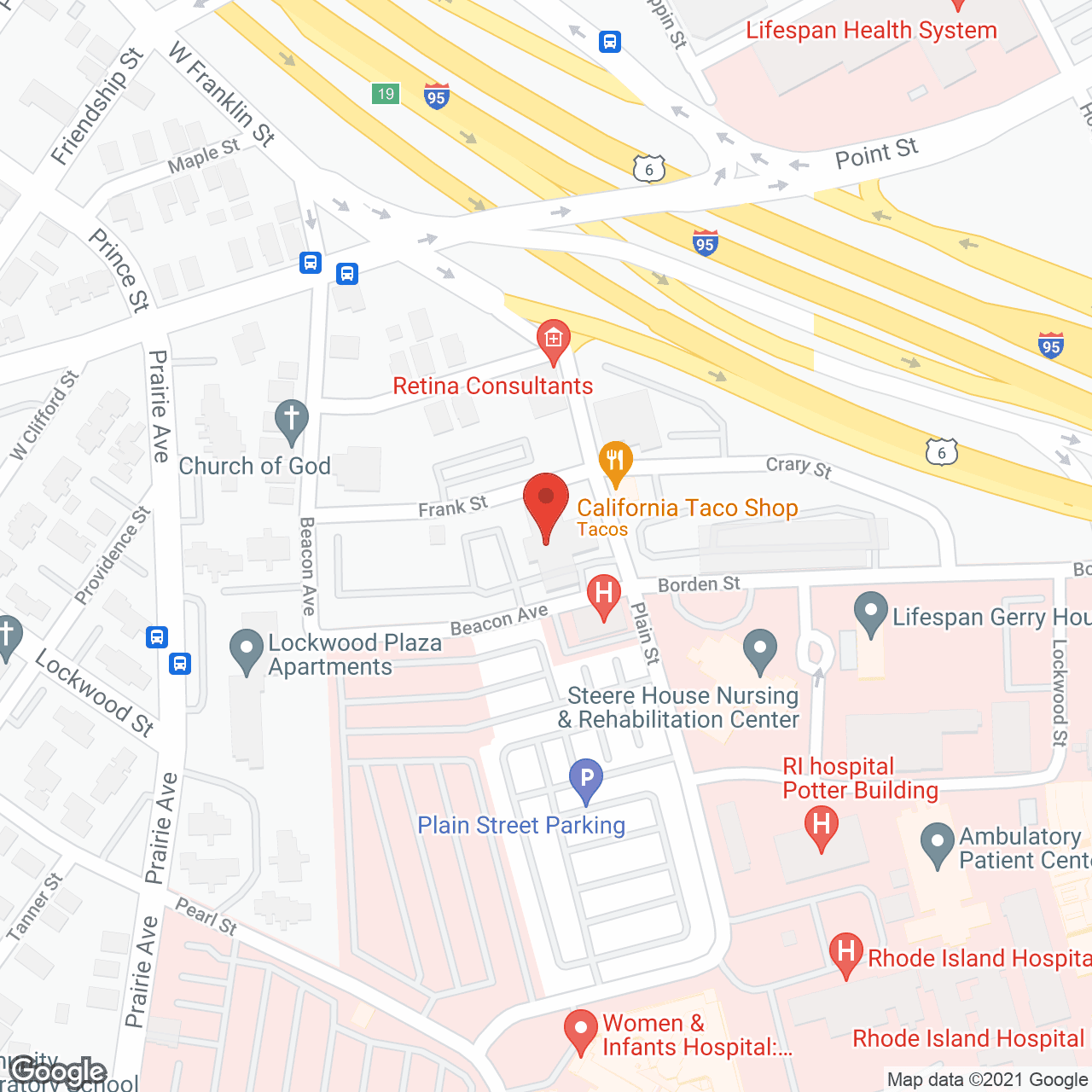 Map of the neighborhood around Bay Tower Nursing Ctr
