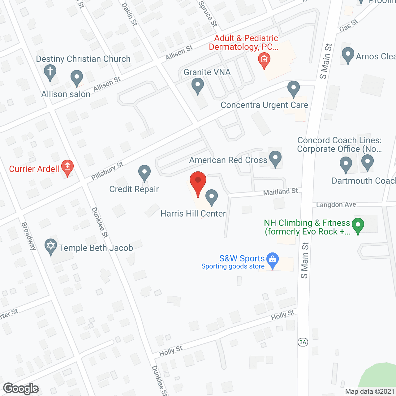 Map of the neighborhood around Harris Hill Center
